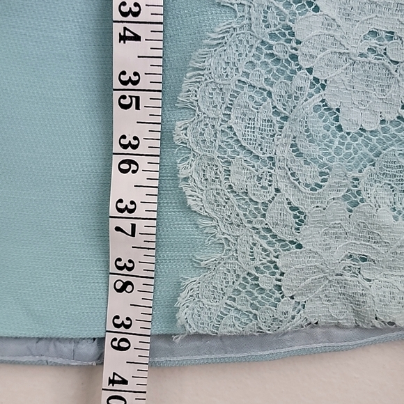 Vintage Blue & Lace Midi Short Sleeve Shift Dress By Jean Lang (Altered Waist) S - Picture 7 of 13